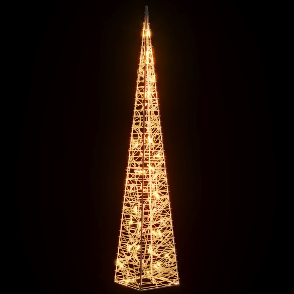 Cone iluminação Natal 60 luzes LED 120cm acrílico branco quente