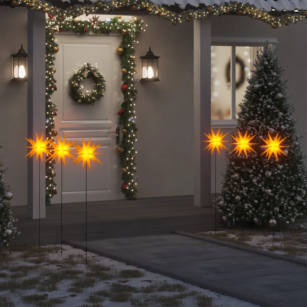 Luzes de Natal com espigões 3 pcs LED dobrável 35 cm amarelo