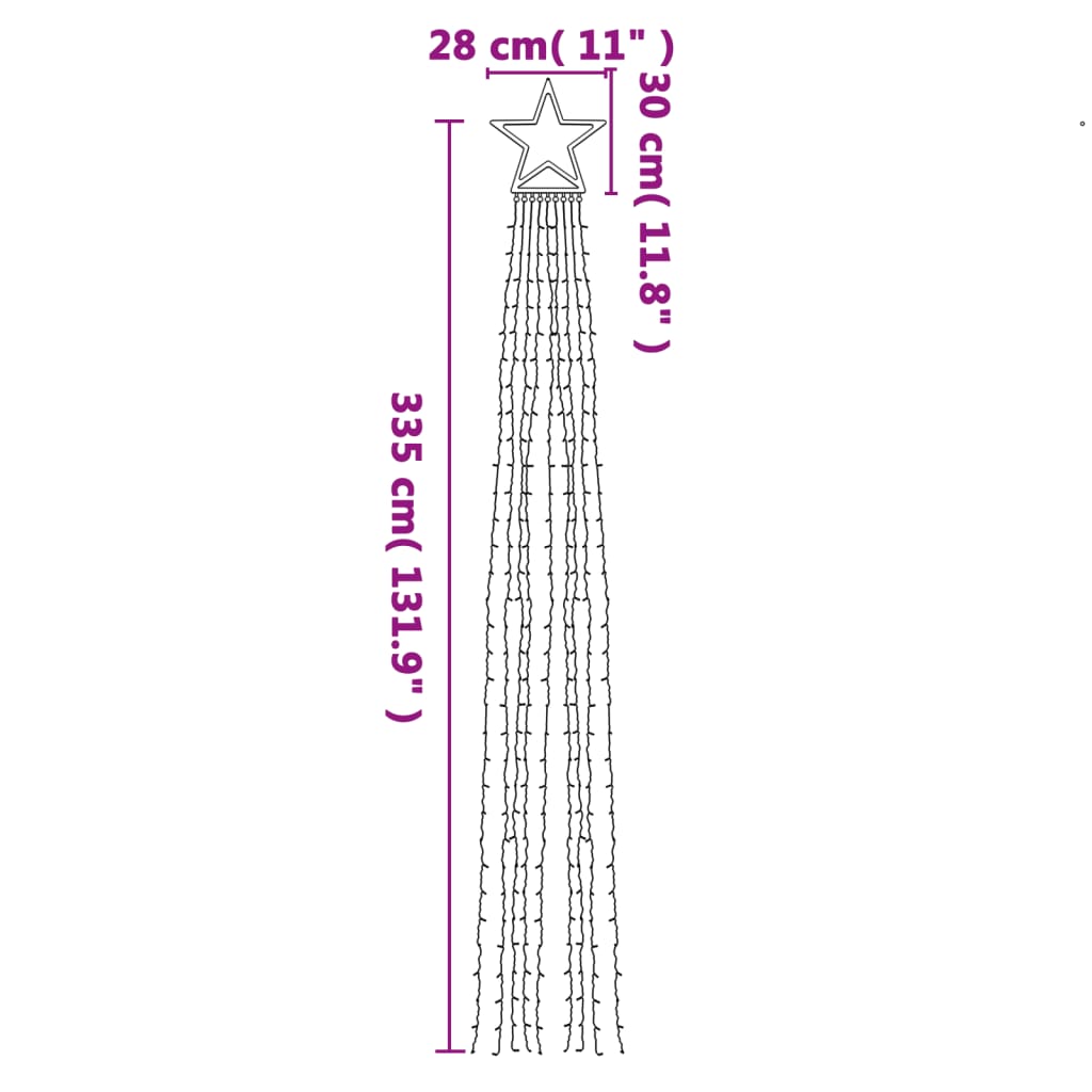 Iluminação p/ árvore de Natal 320 luzes LED 375cm branco frio