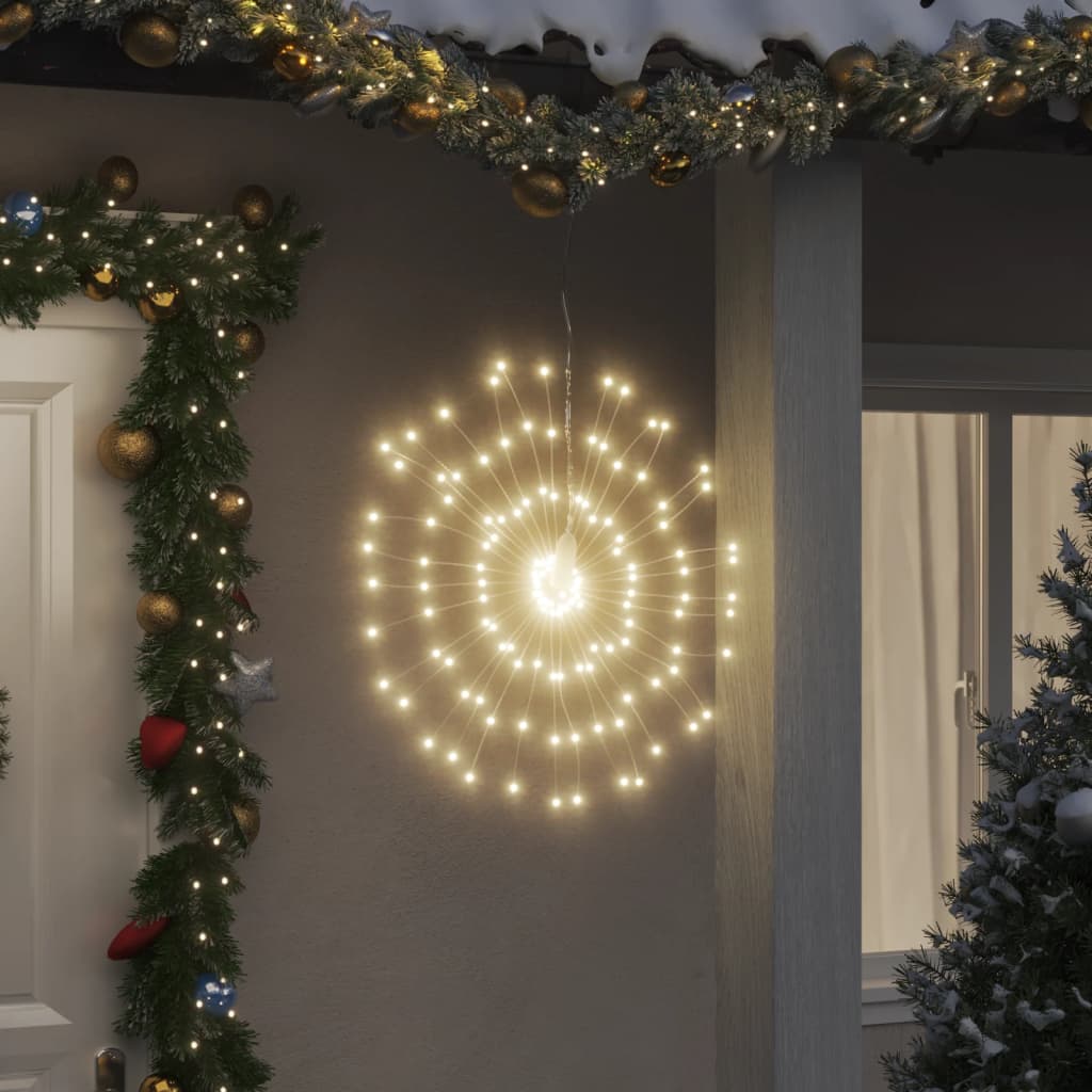 Iluminação estrelar p/ Natal 140 luzes LED 17 cm branco quente