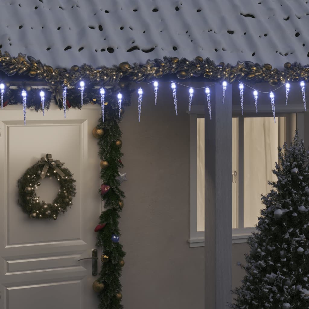 Luz de Natal pingente de gelo 200 LEDs 20m acrílico branco frio