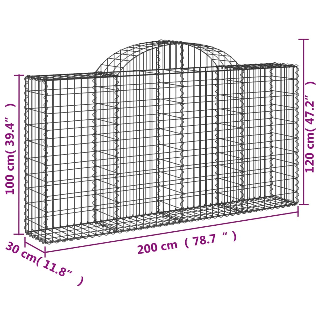 Cestos gabião arqueados 50 pcs 200x30x100/120 ferro galvanizado