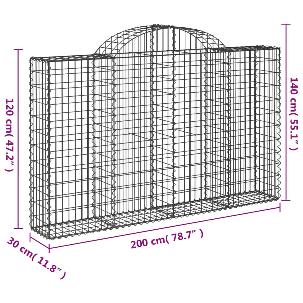 Cestos gabião arqueados 50 pcs 200x30x120/140 ferro galvanizado