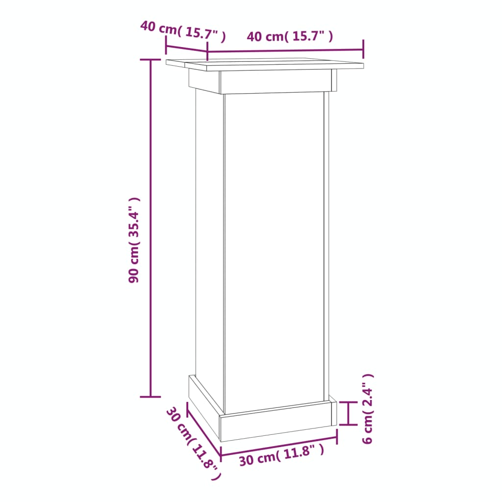 Suporte de vasos 40x40x90 cm madeira de pinho maciça branco