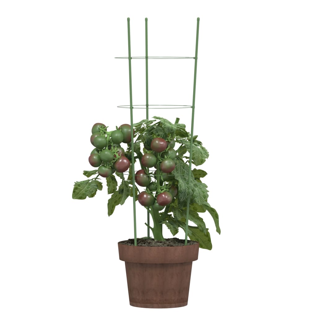 Suportes p/ plantas de jardim c/ 3 anéis 5 pcs 60 cm aço verde