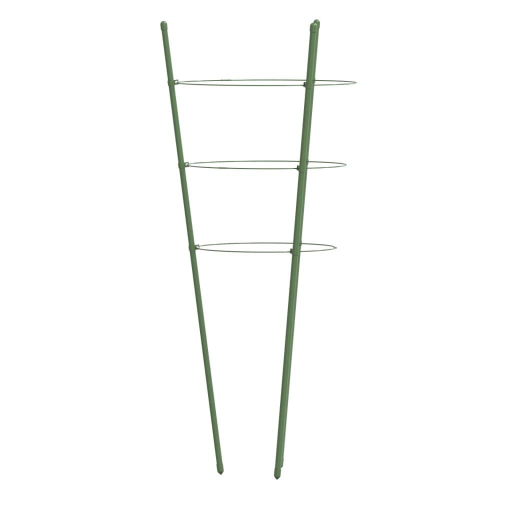 Suportes p/ plantas de jardim c/ 3 anéis 5 pcs 60 cm aço verde