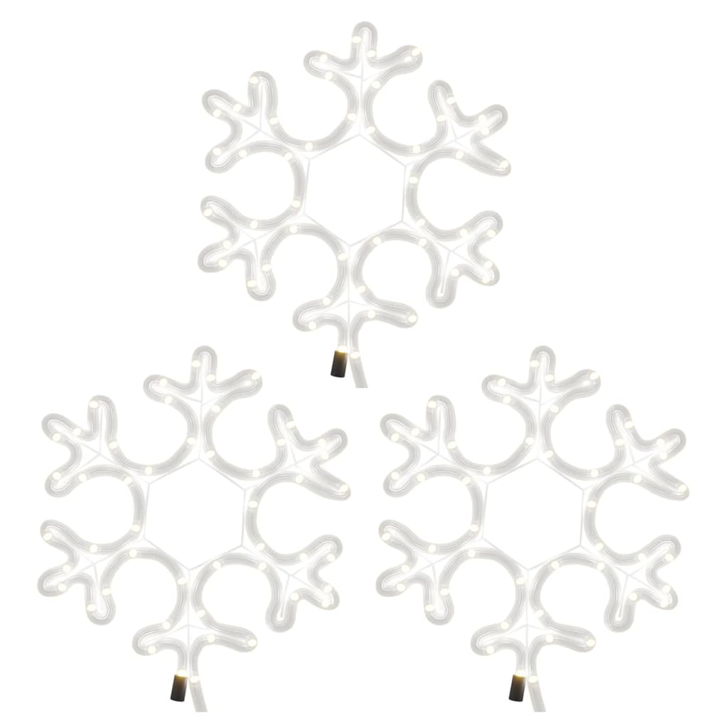 Figuras de flocos de neves com LEDs 3pcs 27x27 cm branco quente