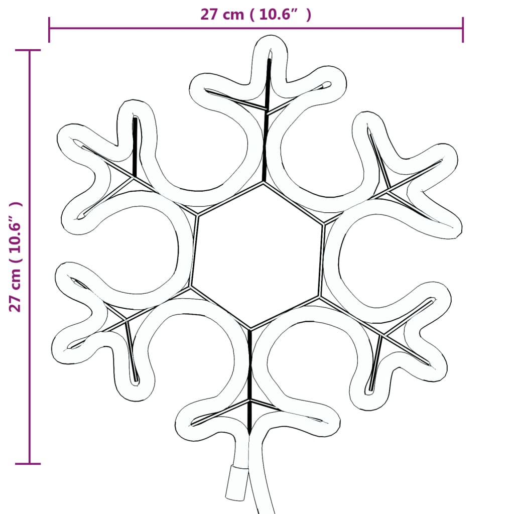 Figuras de flocos de neves com LEDs 3pcs 27x27 cm branco quente