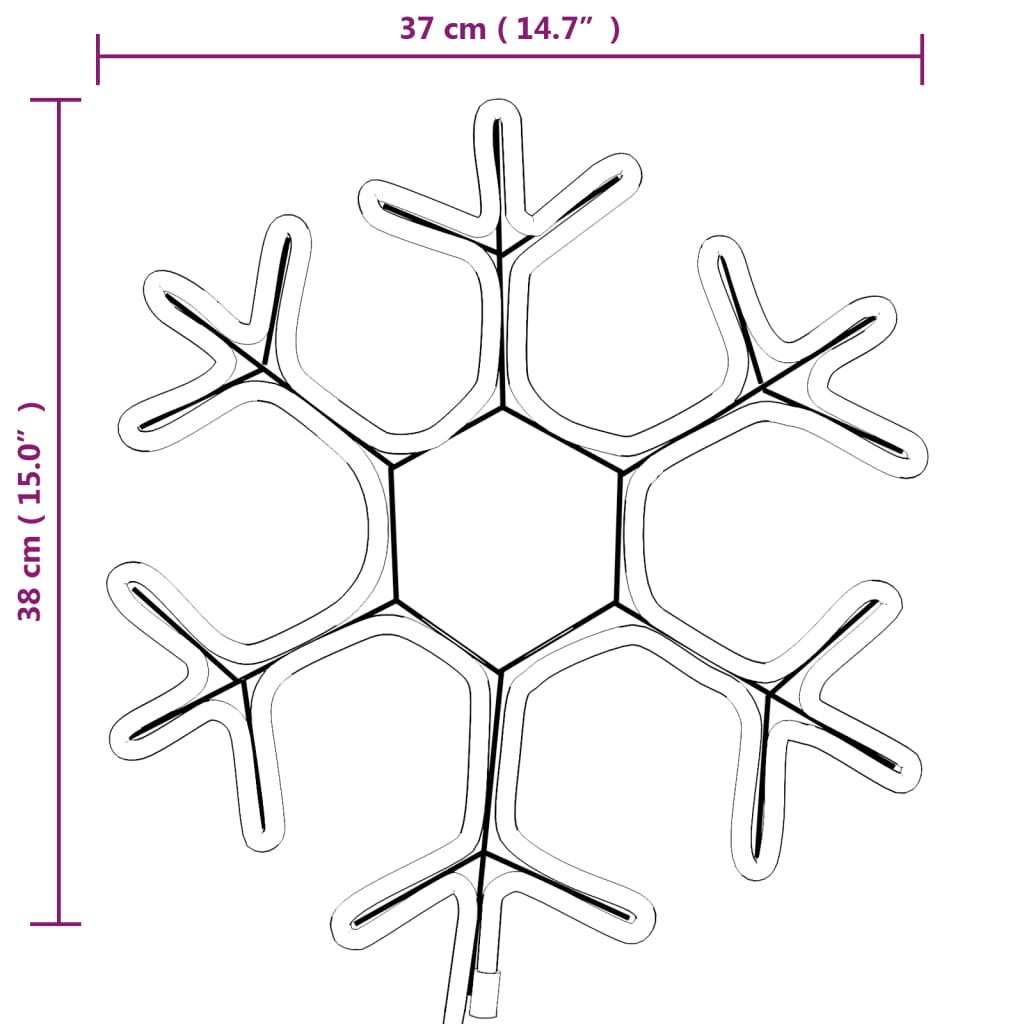 Figuras de flocos de neves com LEDs 3pcs 38x37 cm branco quente