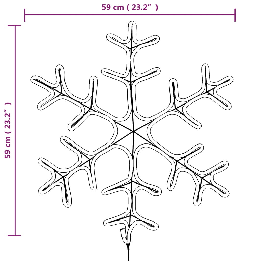 Figuras de flocos de neves com LEDs 3pcs 59x59 cm branco quente