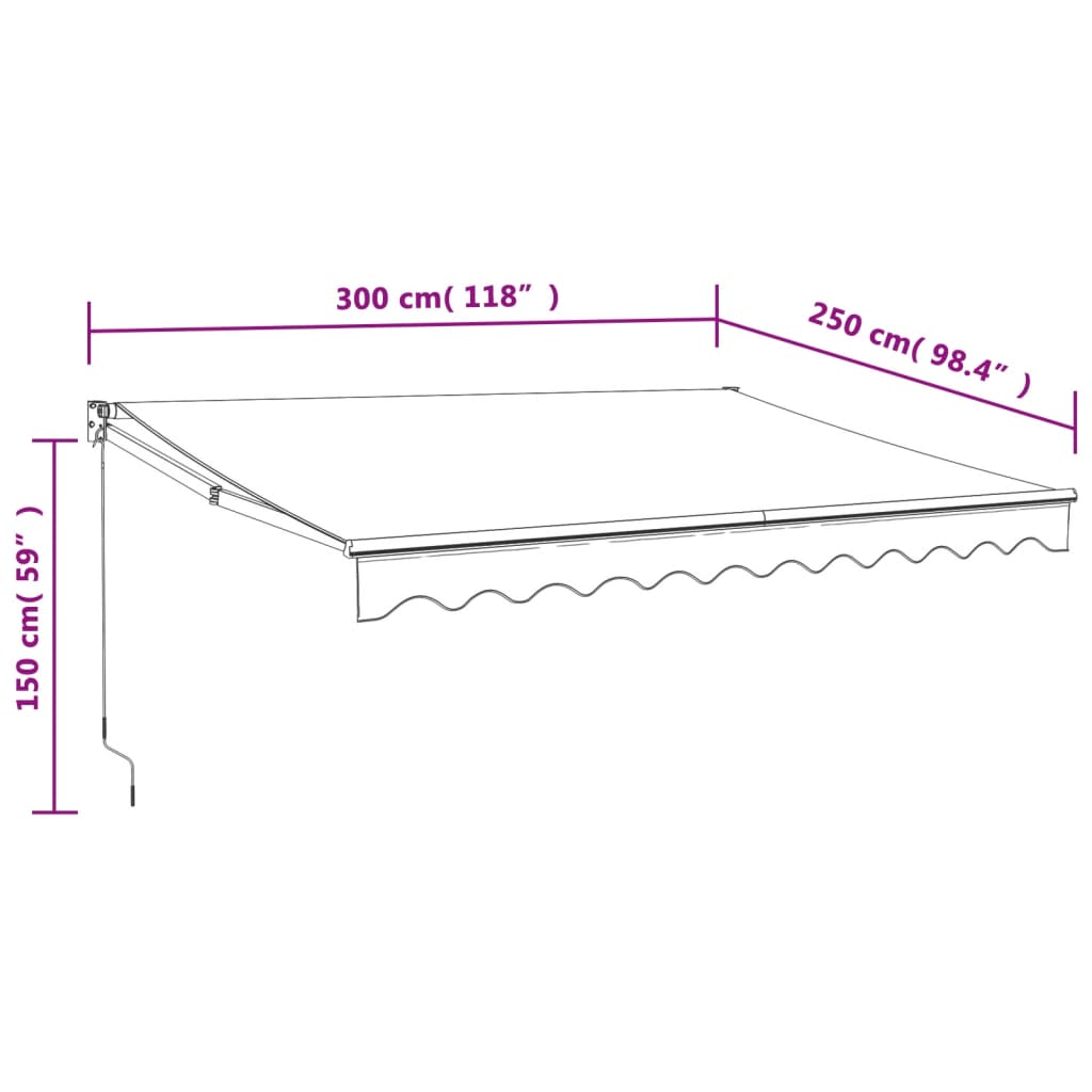 Toldo retrátil 3x2,5 m tecido e alumínio cor creme