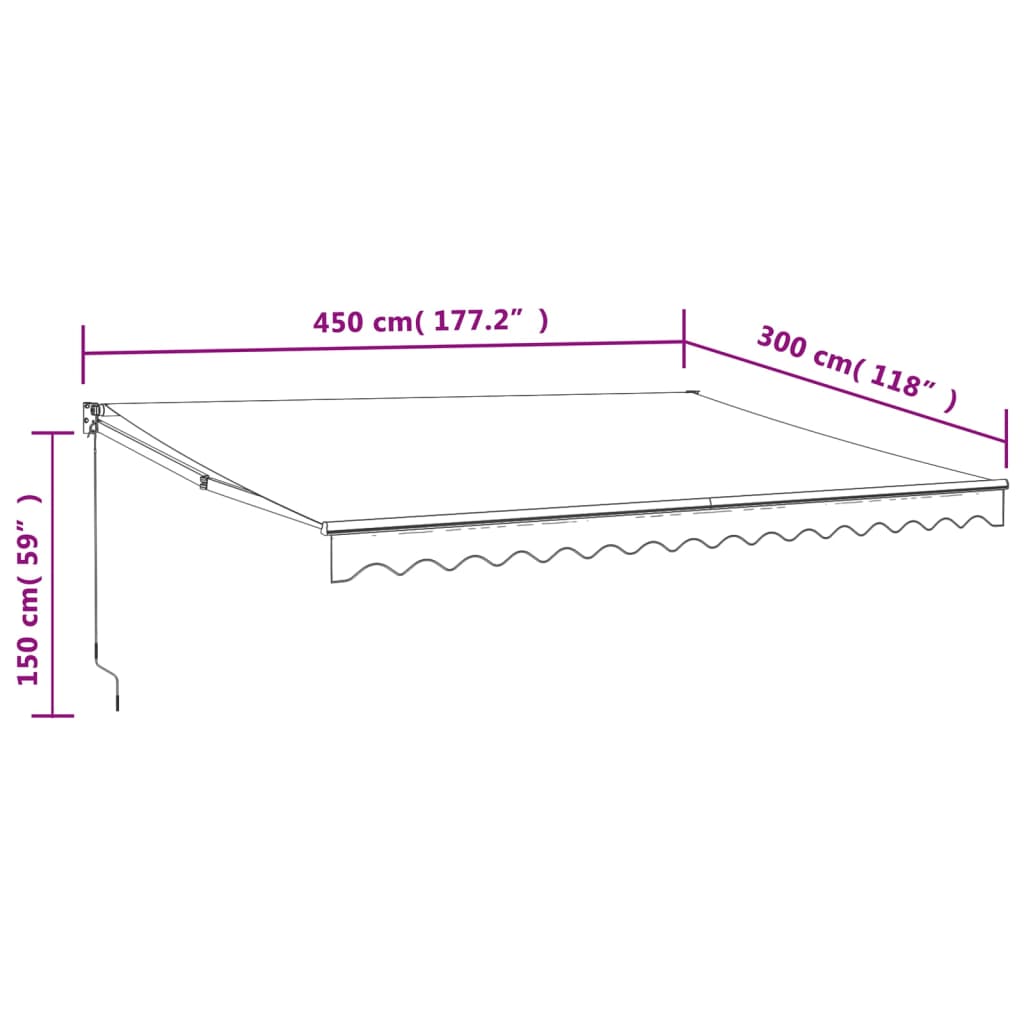 Toldo retrátil 4,5x3 m tecido e alumínio antracite