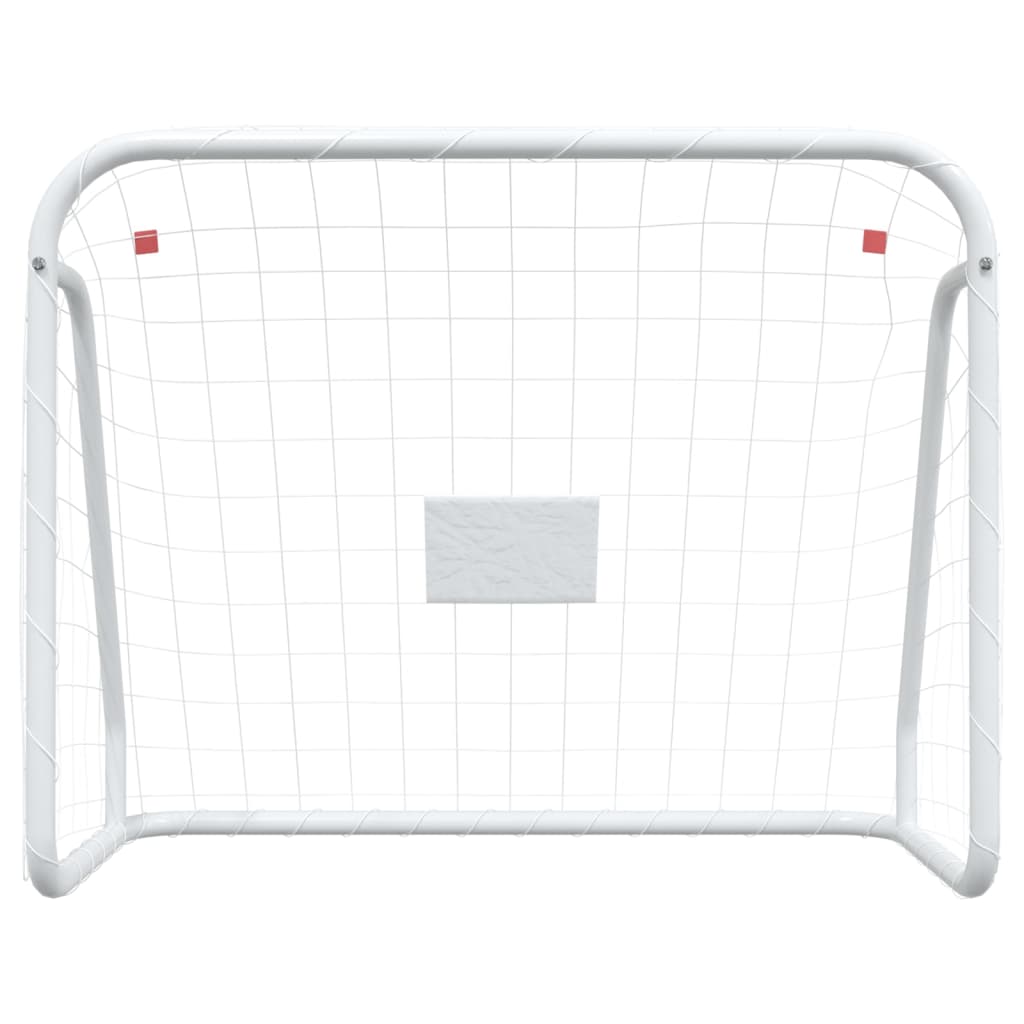 Baliza de futebol com rede 125x96x60 cm aço/poliéster branco