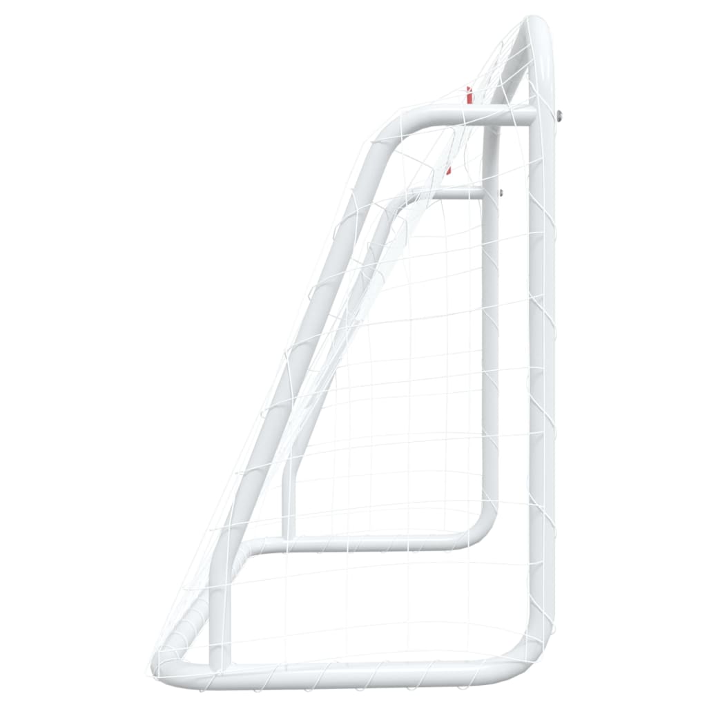 Baliza de futebol com rede 125x96x60 cm aço/poliéster branco