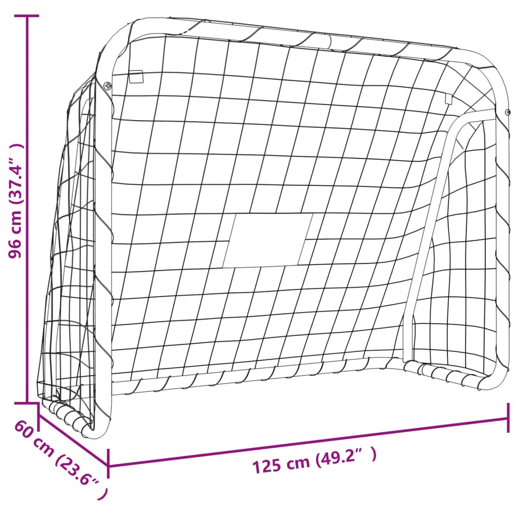 Baliza de futebol com rede 125x96x60 cm aço/poliéster branco