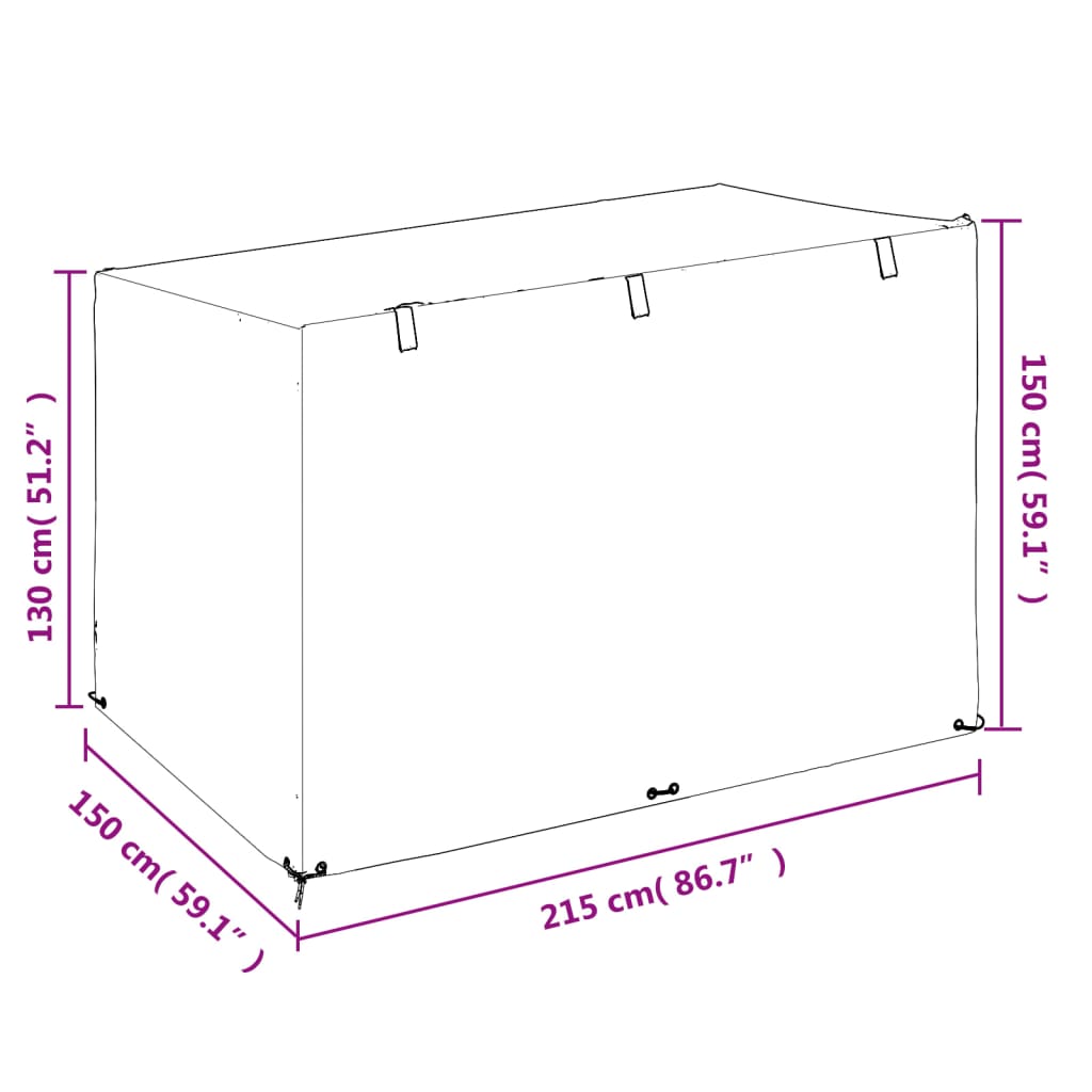 Capa p/ banco de baloiço 12 ilhós 215x150x130/150cm polietileno