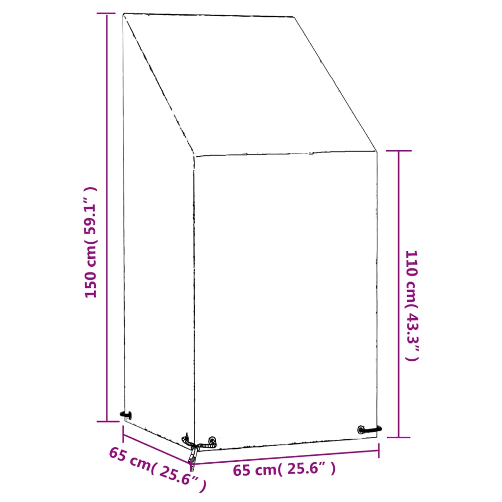 Capa p/ cadeira de jardim 8 ilhós 65x65x110/150 cm polietileno