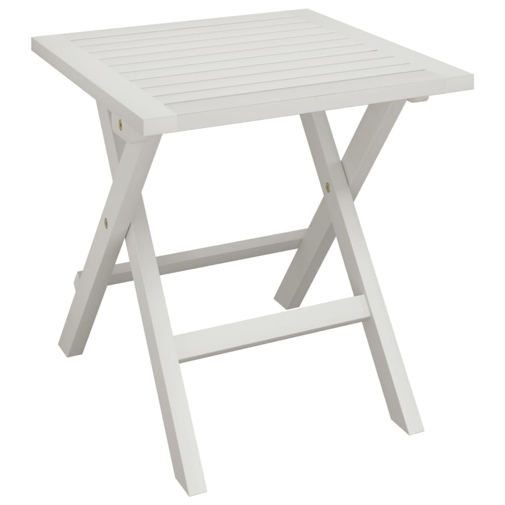 Espreguiçadeira com mesa madeira de acácia maciça branco