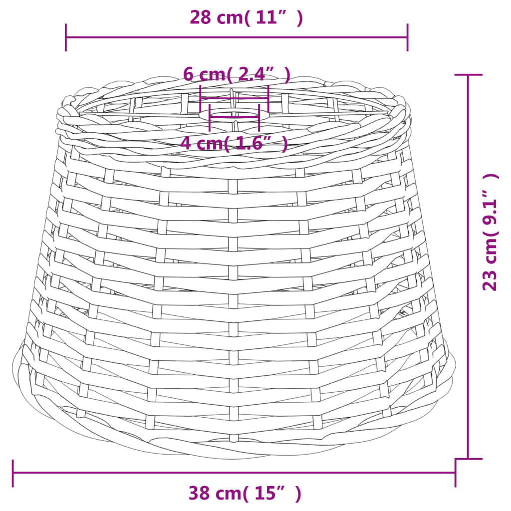 Abajur de teto Ø38x23 cm vime branco