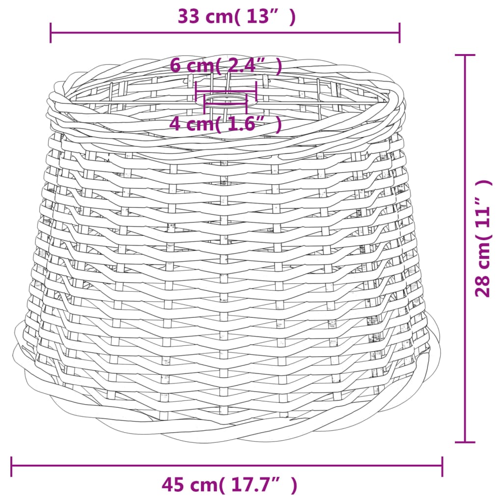 Abajur de teto Ø45x28 cm vime branco