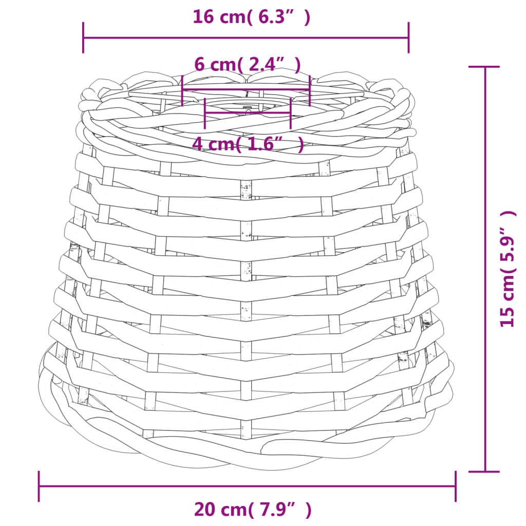 Abajur de teto Ø20x15 cm vime castanho