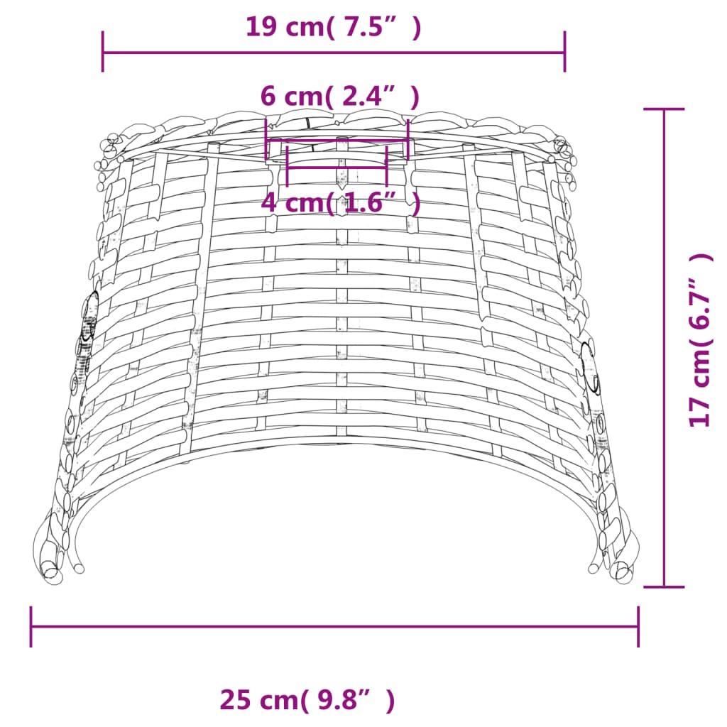 Abajur de teto Ø25x17 cm vime castanho