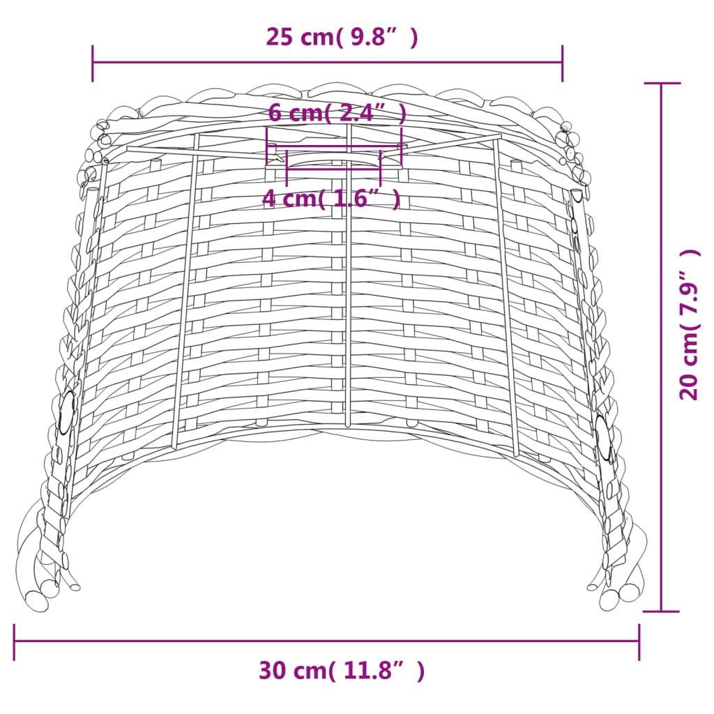 Abajur de teto Ø30x20 cm vime castanho