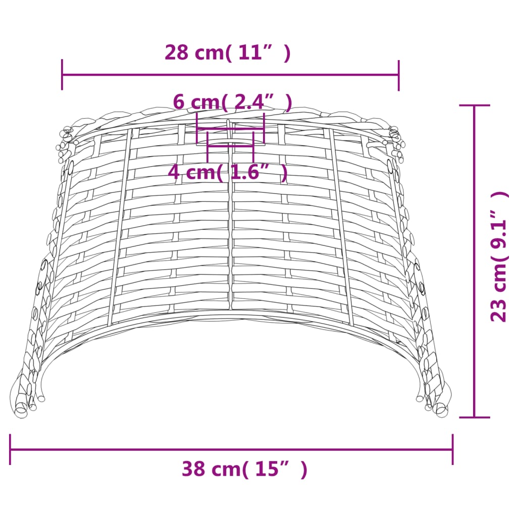 Abajur de teto Ø38x23 cm vime castanho