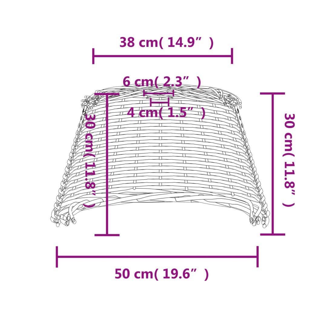 Abajur de teto Ø50x30 cm vime castanho