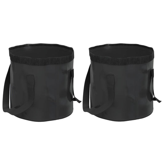 Baldes dobráveis 2 pcs 20 L PVC preto