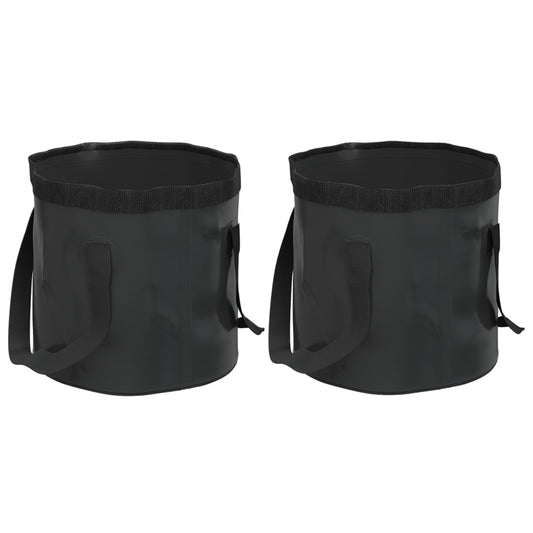 Baldes dobráveis 2 pcs 30 L PVC preto