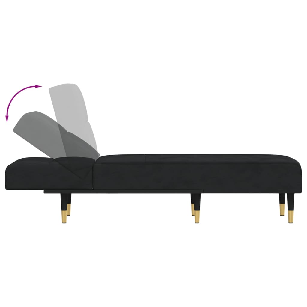 Chaise longue veludo preto