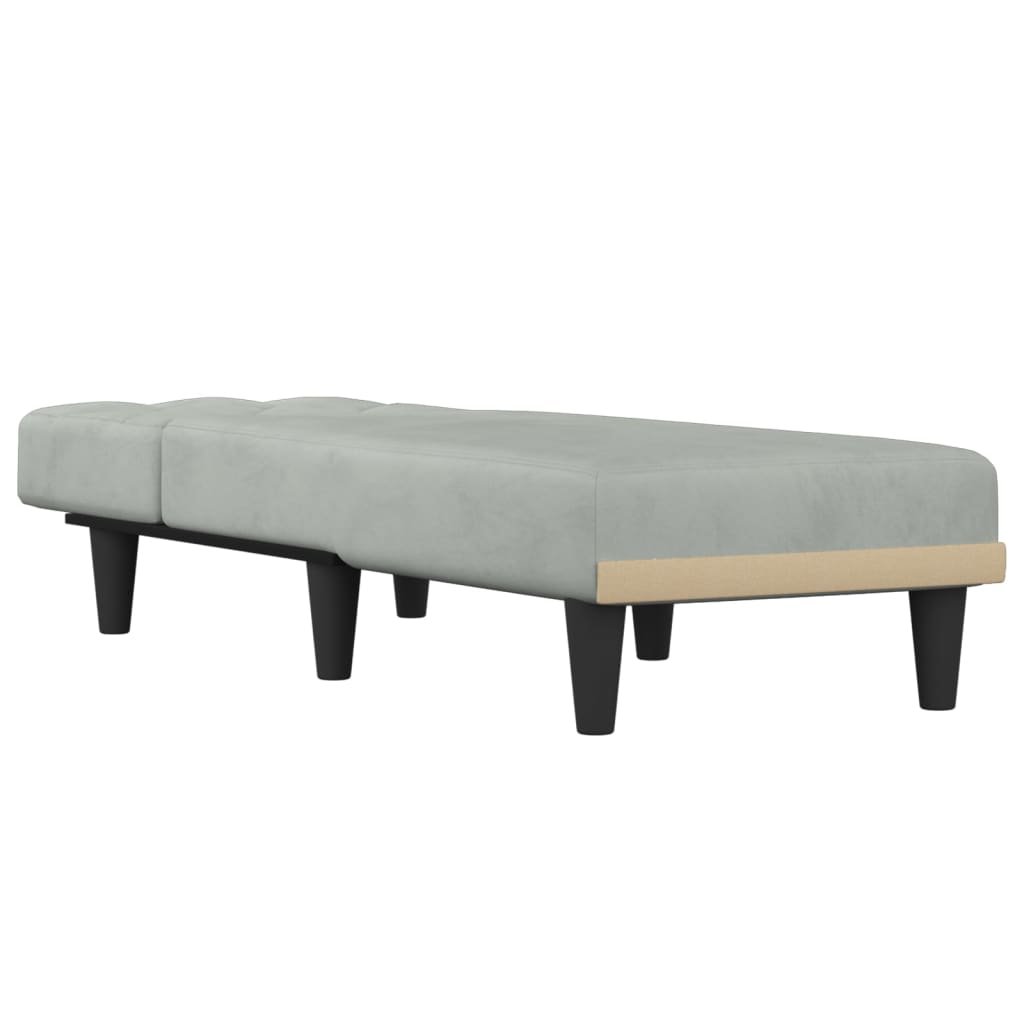 Chaise longue veludo cinzento-claro