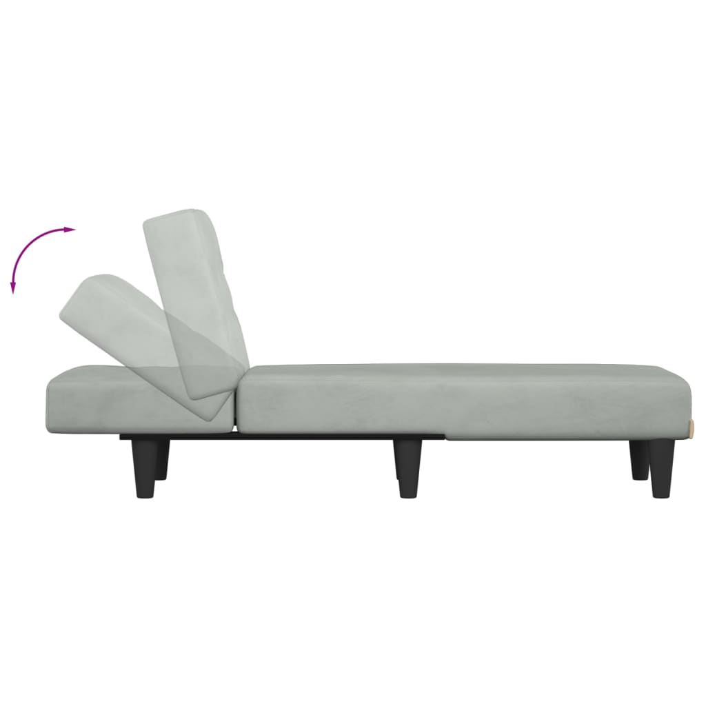 Chaise longue veludo cinzento-claro