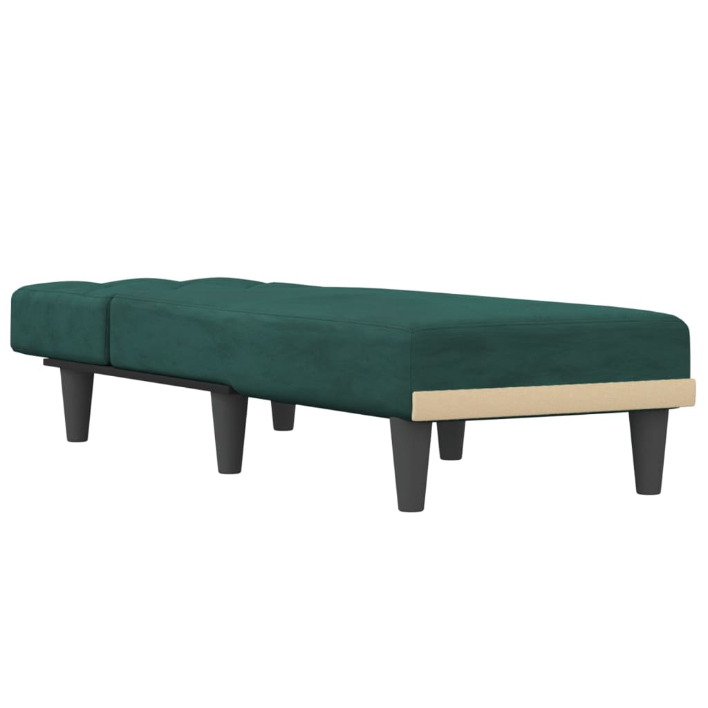 Chaise longue veludo verde-escuro