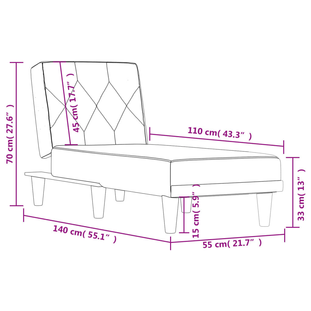 Chaise longue veludo verde-escuro