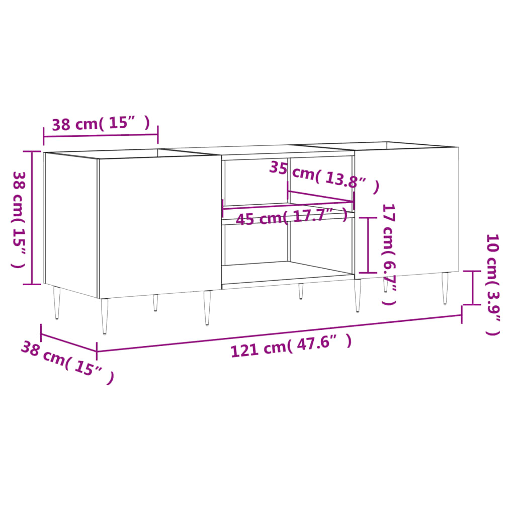 Armário para discos 121x38x48 cm derivados de madeira branco