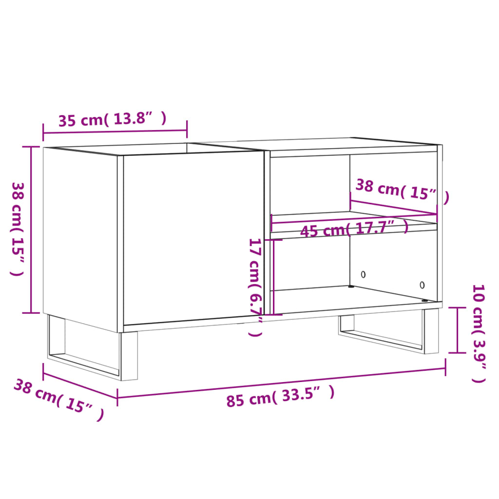 Armário p/ discos 85x38x48 cm derivados madeira cinzento sonoma