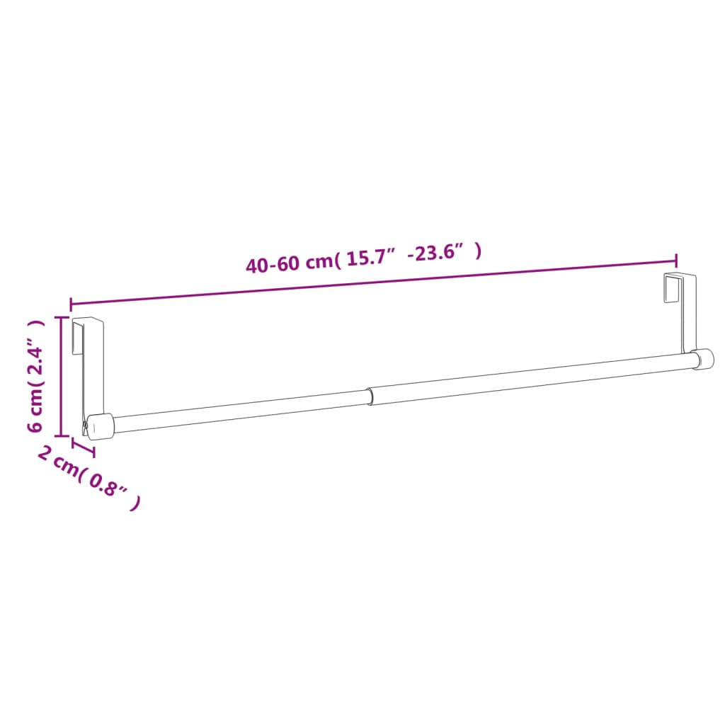 Varões para cortinas 2 pcs 40-60 cm alumínio branco e prateado