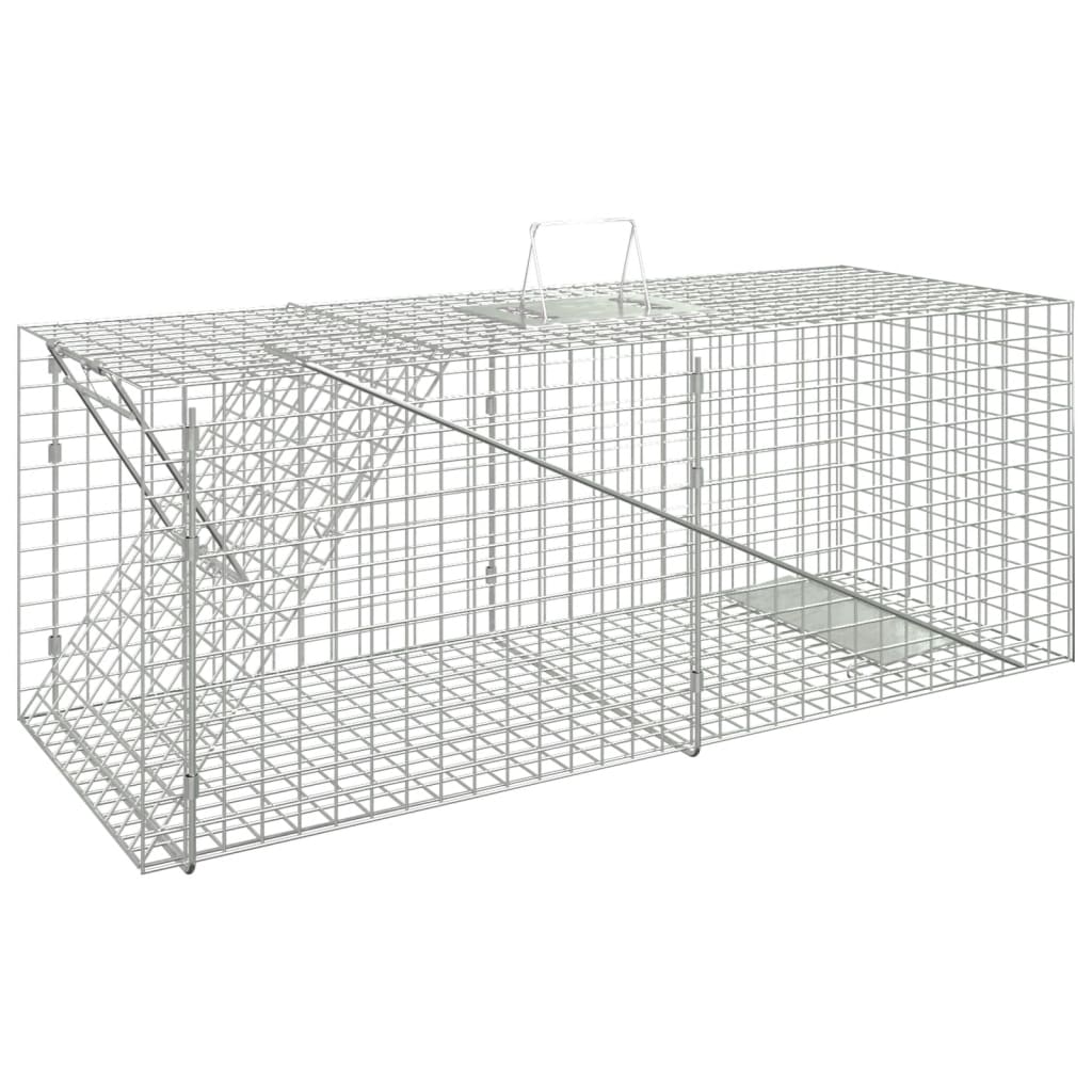 Armadilha p/ animais 64,5x25x26,5 cm ferro galvanizado