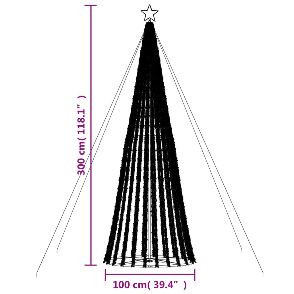 Árvore de Natal luminosa em cone 688 LEDs 300 cm branco quente