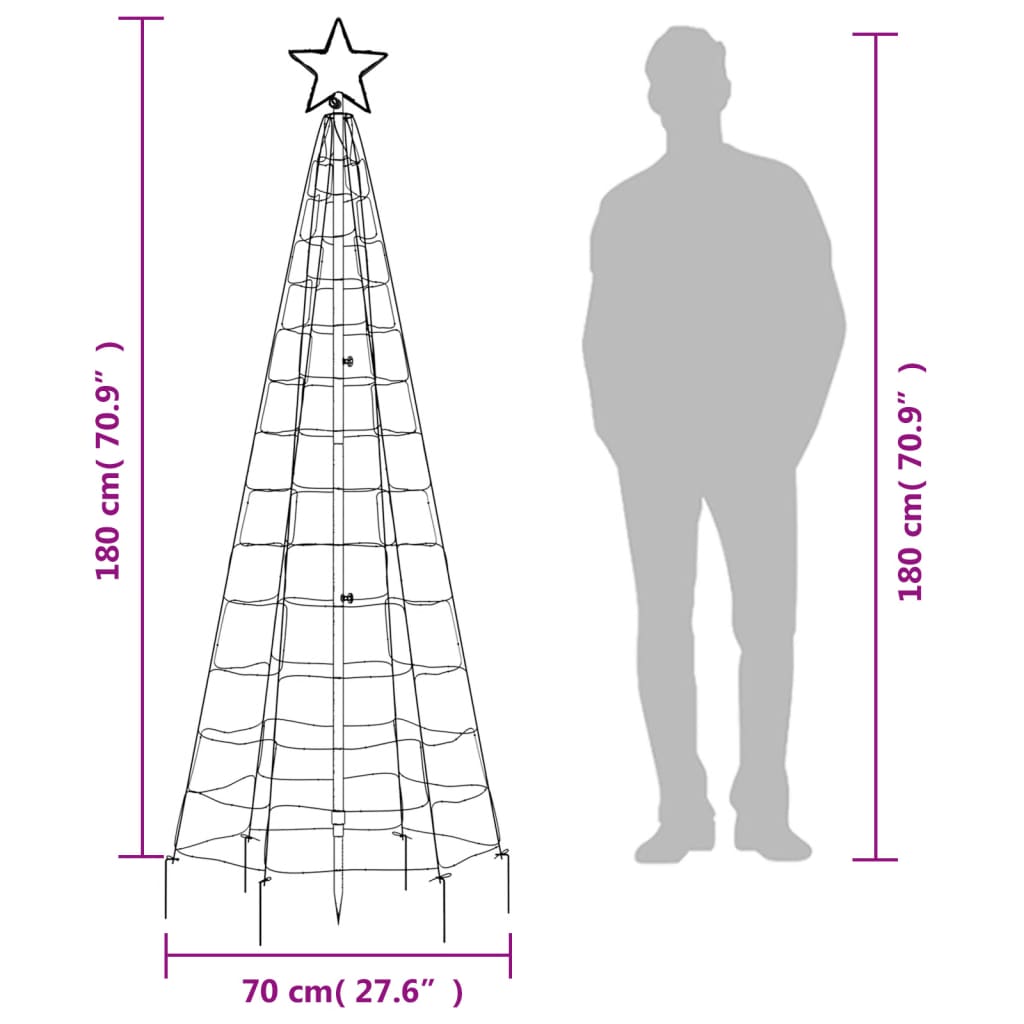 Árvore de Natal luminosa c/ estacas 220 LED 180cm branco quente