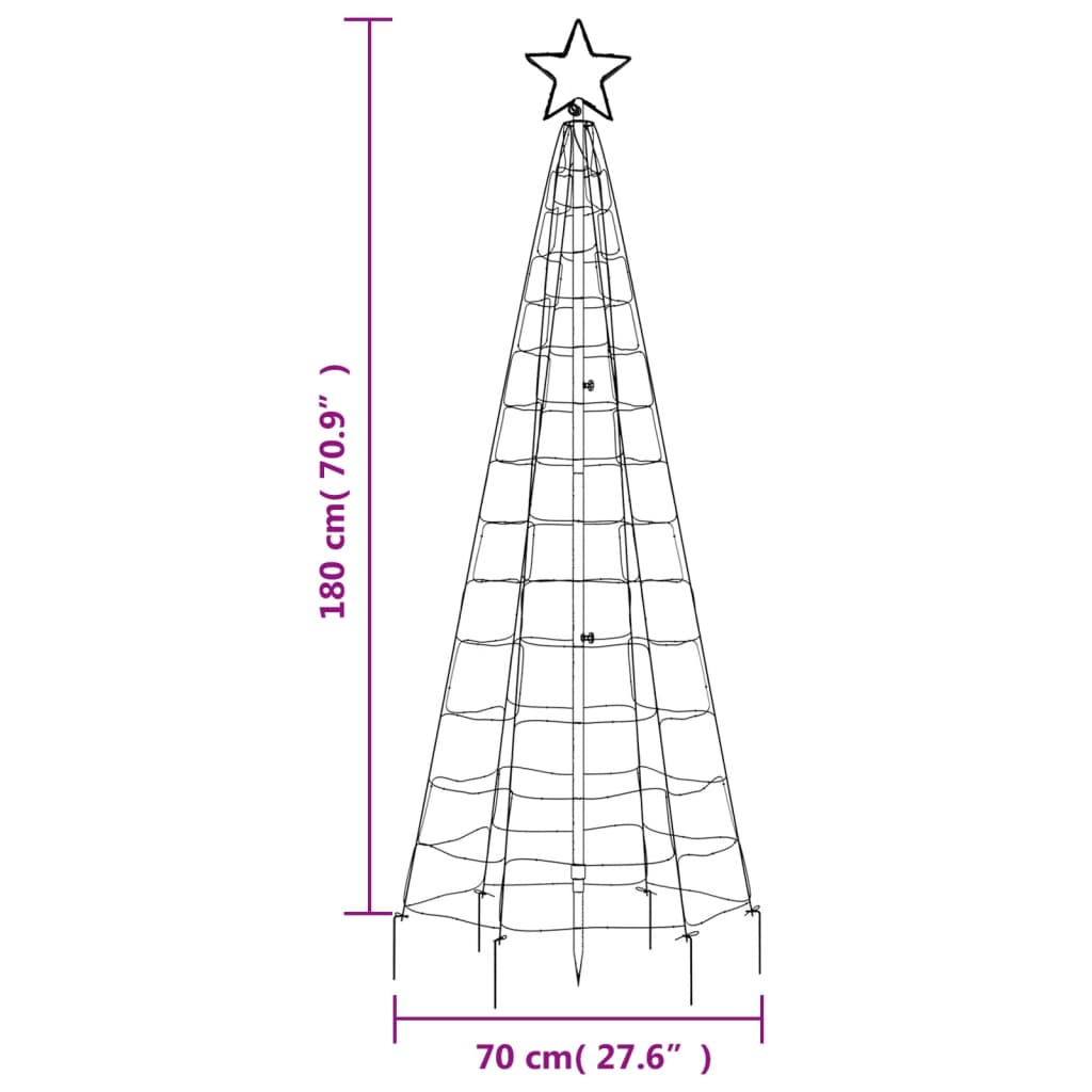 Árvore de Natal luminosa c/ estacas 220 LED 180cm branco quente