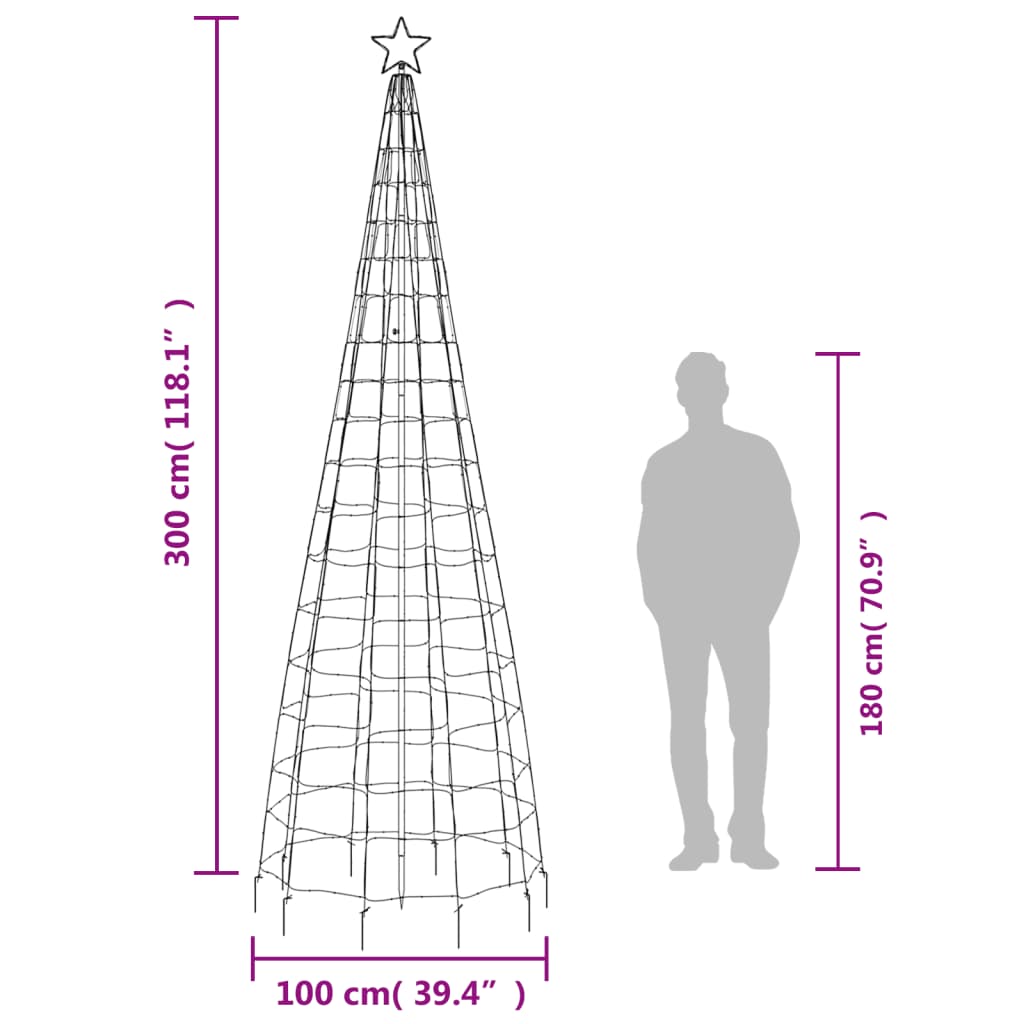 Árvore de Natal luminosa c/ estacas 570 LED 300cm branco quente