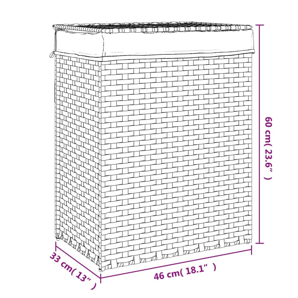 Cesto para roupa suja com tampa 46x33x60 cm vime PE