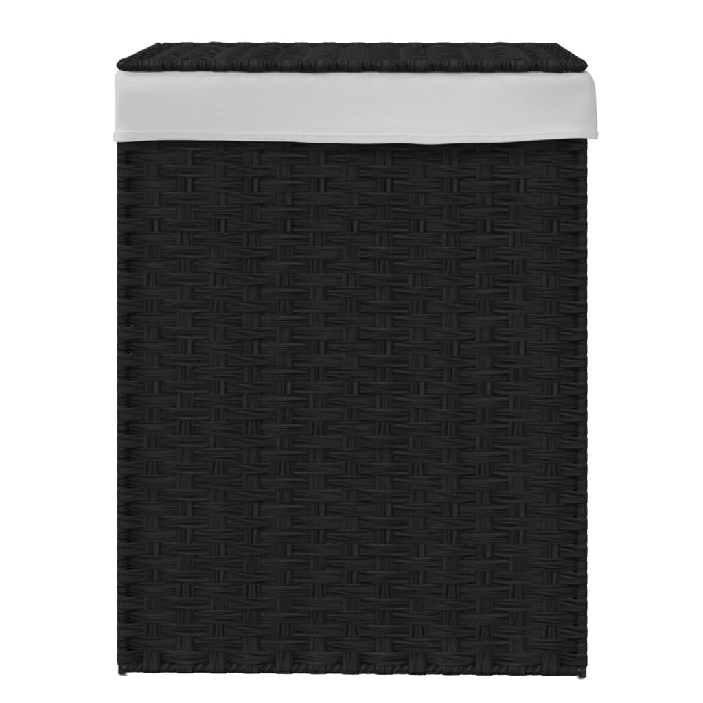 Cesto para roupa suja com tampa 46x33x60 cm vime PE preto