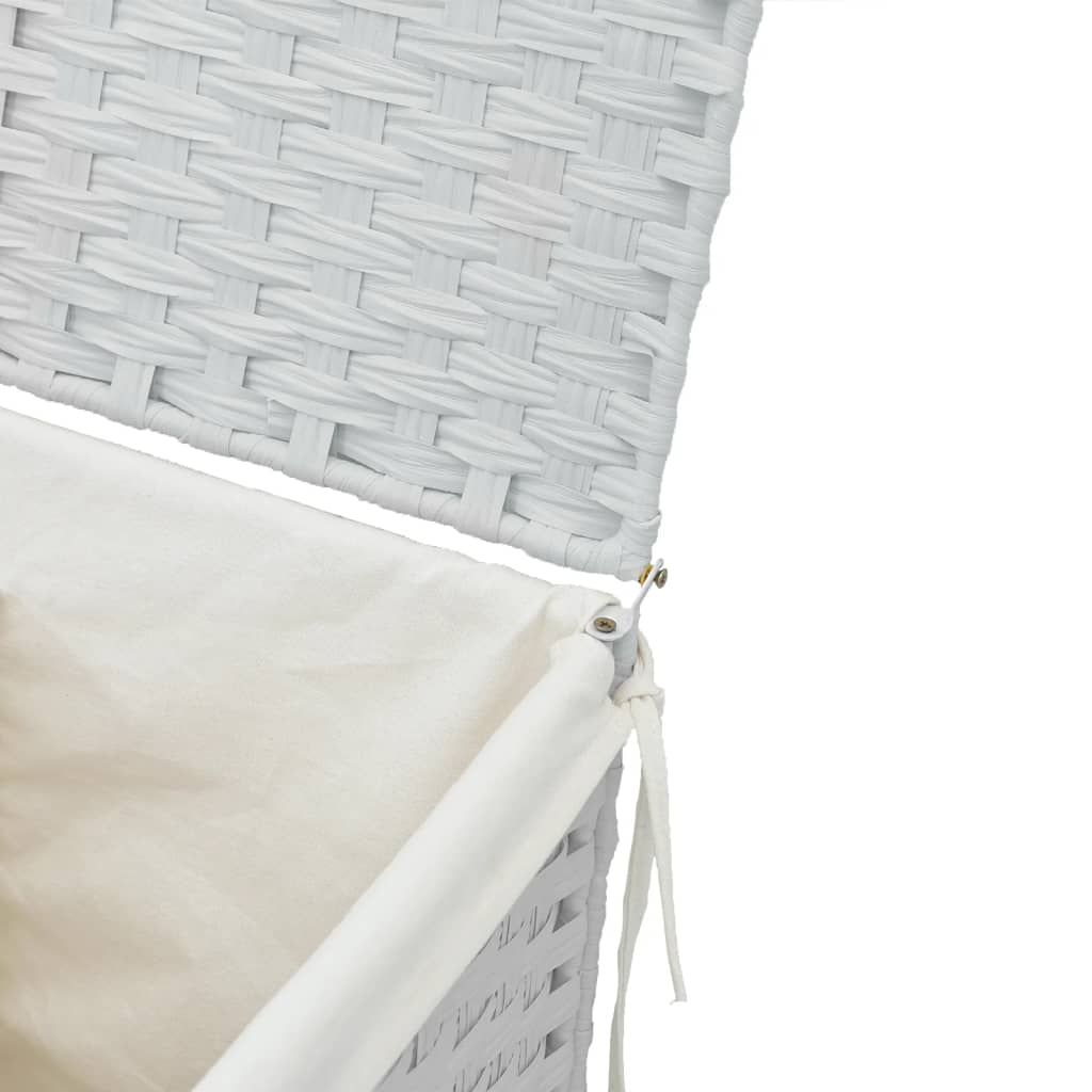 Cesto para roupa suja com tampa 46x33x60 cm vime PE branco