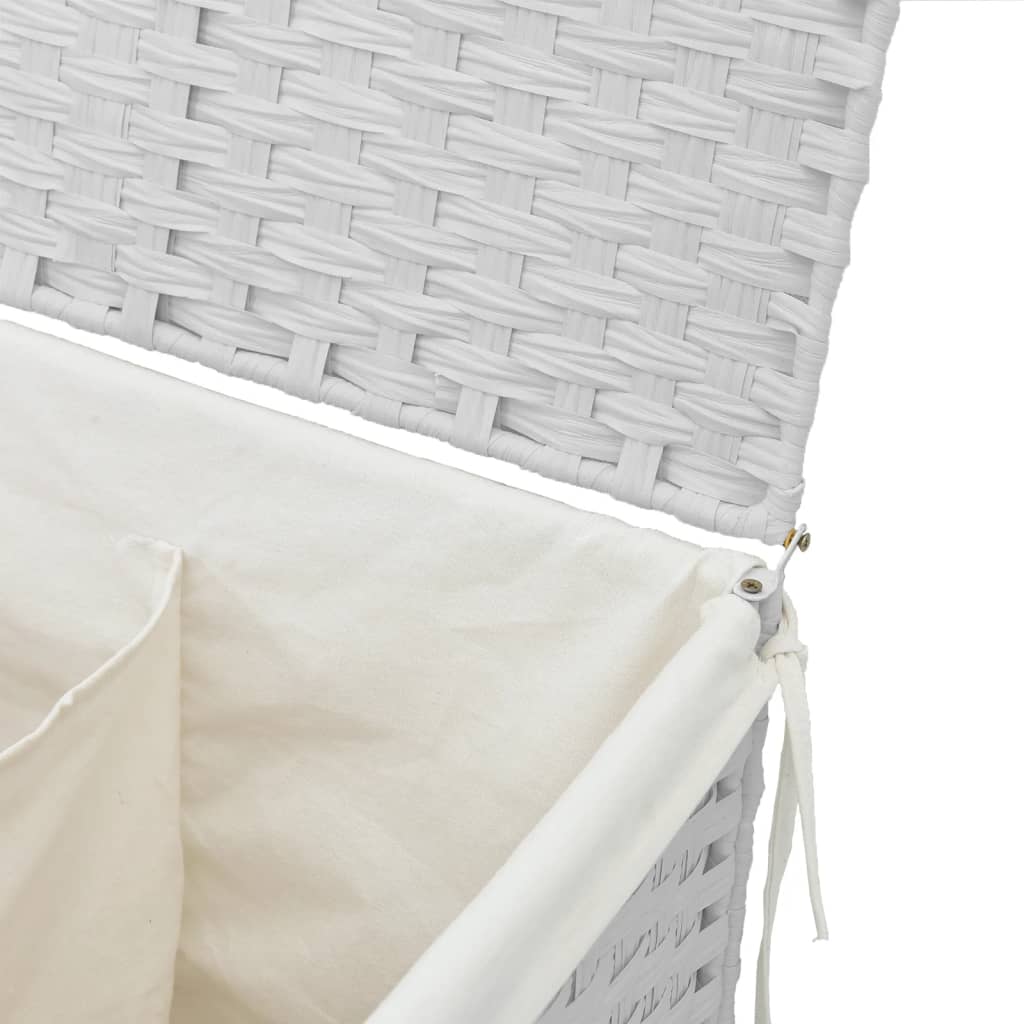 Cesto p/ roupa suja c/ 2 secções 53x35x57 cm vime PE branco