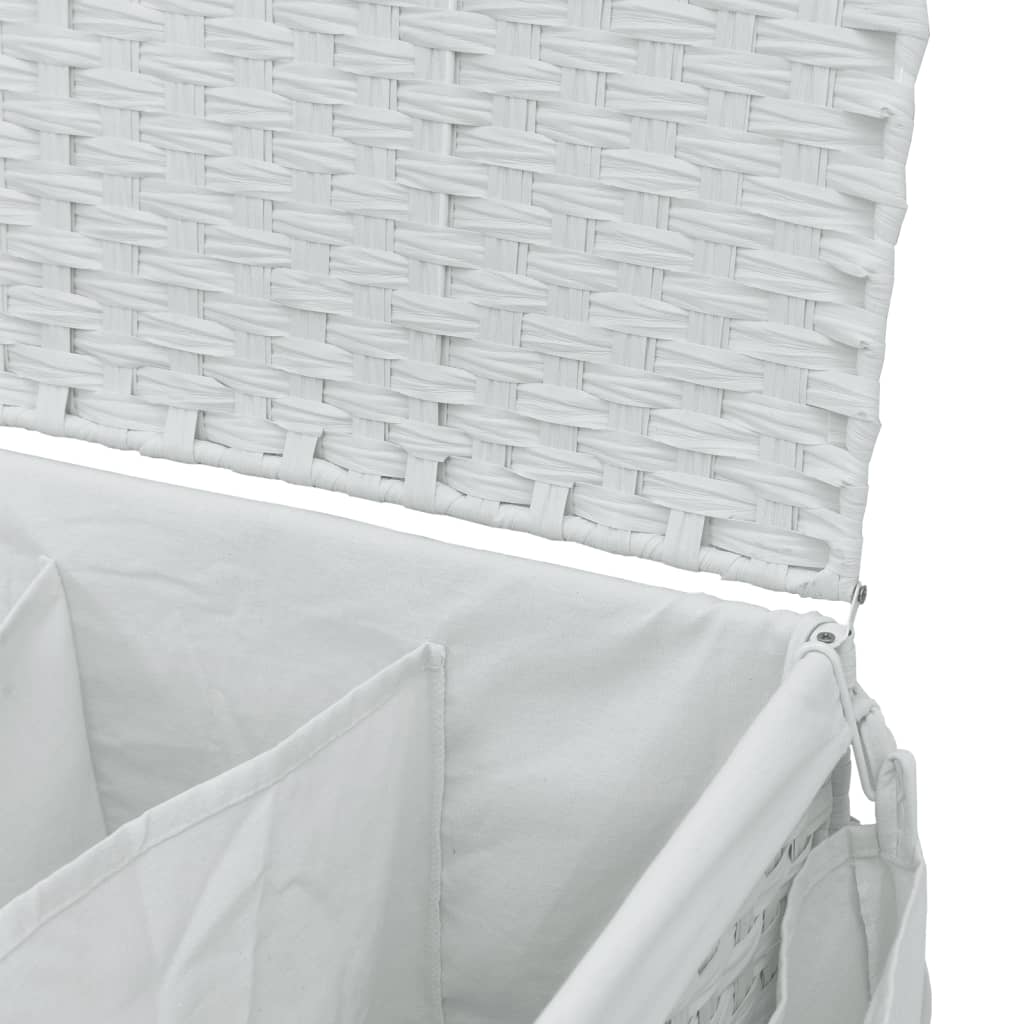 Cesto para roupa suja com rodas 60x35x60,5 cm vime branco