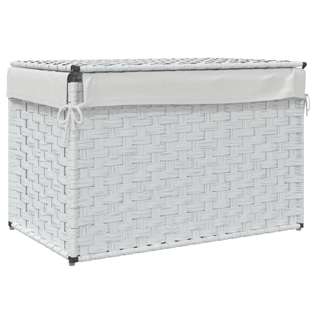 Cesto para roupa suja com tampa 55,5x35x34 cm vime PE branco